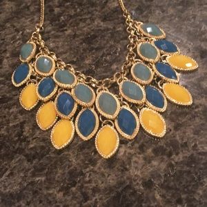 Green, yellow, blue statement necklace